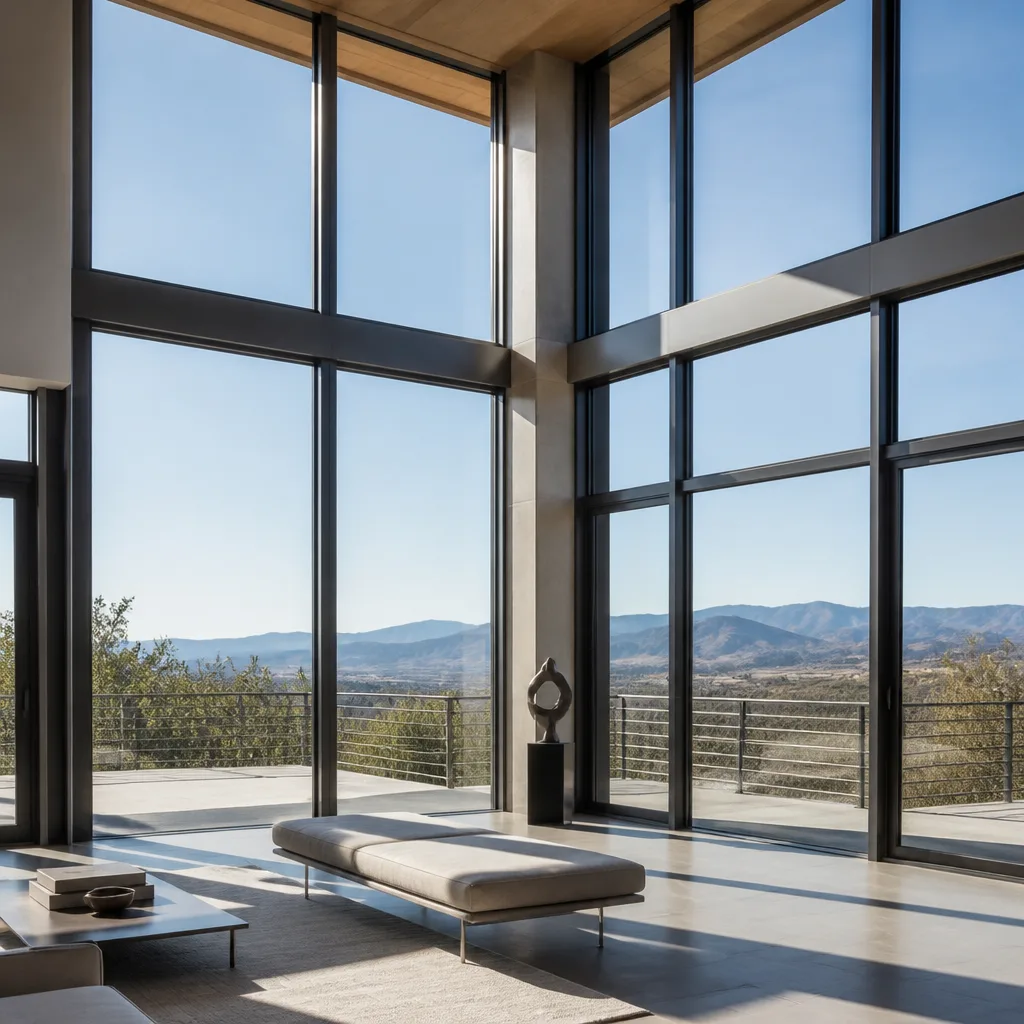 Modern floor to ceiling window installation in a luxury home